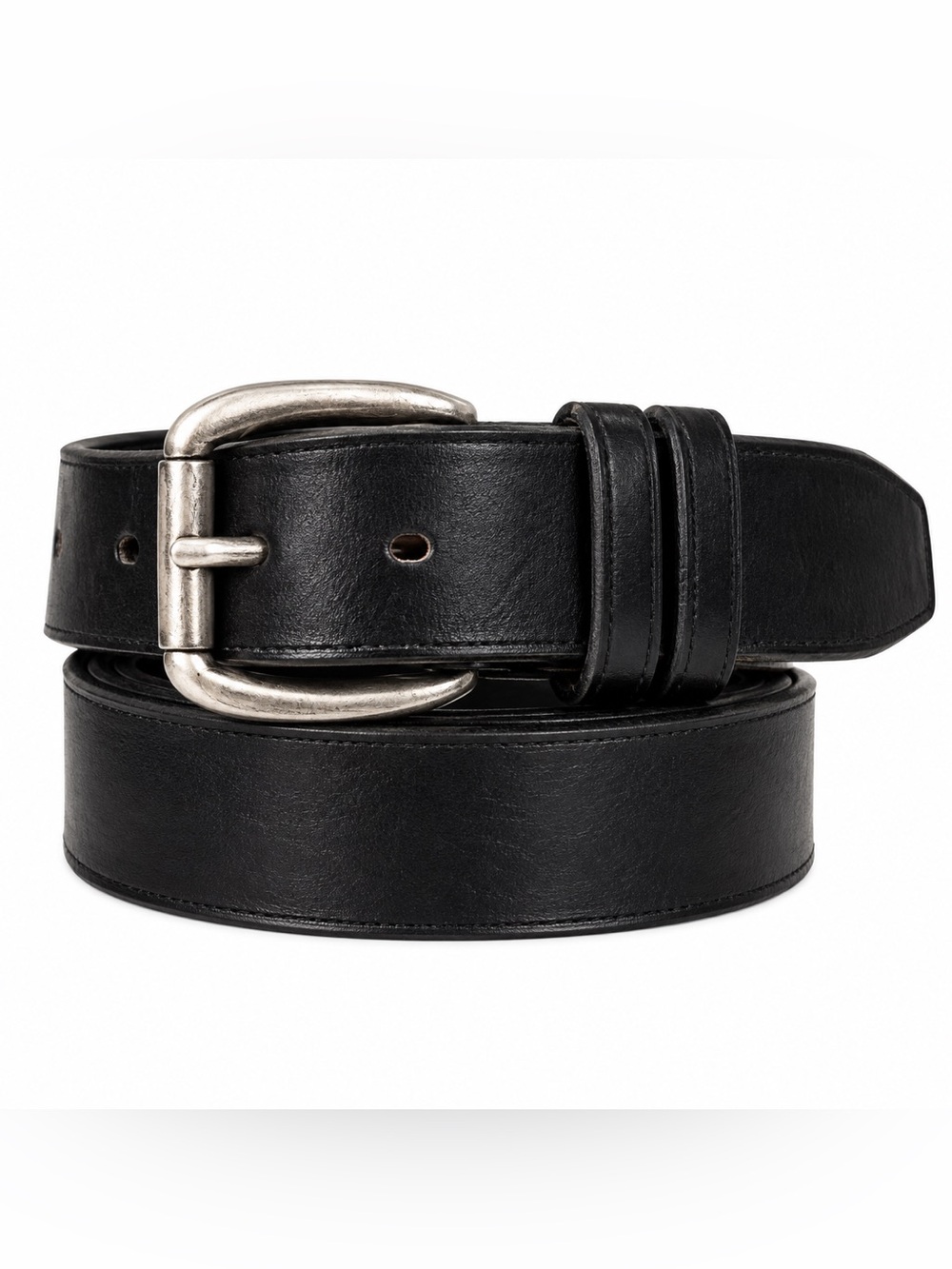 Lauren Ralph Lauren Men’s Black Leather Dress Belt RLL Plaque Silver Buckle Smal